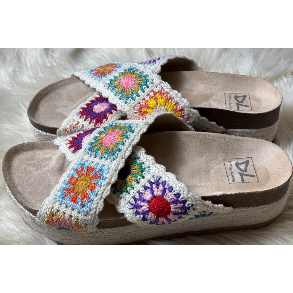 NOT FOR SALE
DIRTY LAUNDRY Women's Crochet Criss Cross Slide Platform Espadrille
